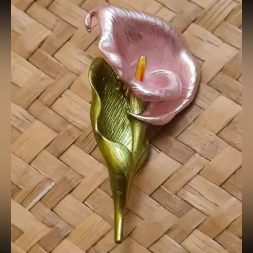 Pink Calla Lily Floral Brooch